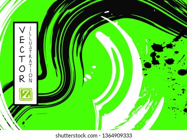 Black ink brush stroke on white background. Japanese style. Vector illustration of grunge stains