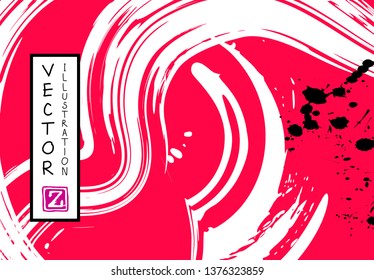 Black ink brush stroke on white background. Japanese style. Vector illustration of grunge stains