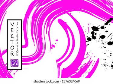 Black ink brush stroke on white background. Japanese style. Vector illustration of grunge stains