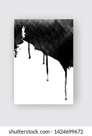 Black ink brush stroke on white background. Japanese style. Vector illustration of grunge stains