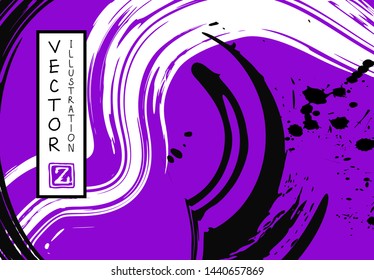 Black ink brush stroke on white background. Japanese style. Vector illustration of grunge stains