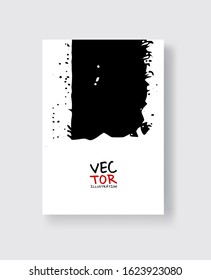 Black ink brush stroke on white background. Minimalistic style. Vector illustration of grunge element stains.Vector brushes illustration.
