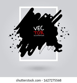 Black ink brush stroke on white background. Simple style. Vector illustration of grunge stains