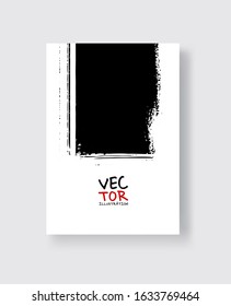 Black ink brush stroke on white background. Minimalistic style. Vector illustration of grunge element stains.Vector brushes illustration.