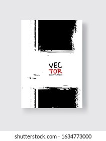 Black ink brush stroke on white background. Minimalistic style. Vector illustration of grunge element stains.Vector brushes illustration.
