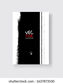 Black ink brush stroke on white background. Minimalistic style. Vector illustration of grunge element stains.Vector brushes illustration.