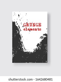 Black ink brush stroke on white background. Japanese style. Vector illustration of grunge stains element.