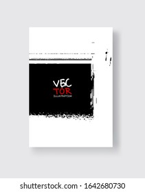 Black ink brush stroke on white background. Minimalistic style. Vector illustration of grunge element stains.Vector brushes illustration.