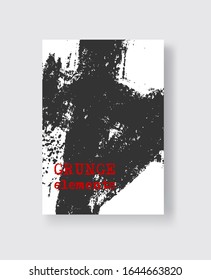 Black ink brush stroke on white background. Japanese style. Vector illustration of grunge stains element.