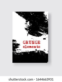 Black ink brush stroke on white background. Japanese style. Vector illustration of grunge stains element.
