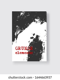 Black ink brush stroke on white background. Japanese style. Vector illustration of grunge stains element.