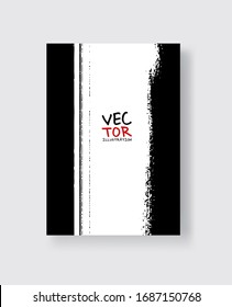 Black ink brush stroke on white background. Minimalistic style. Vector illustration of grunge element stains.Vector brushes illustration.