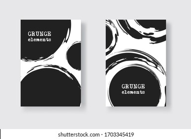Black ink brush stroke on white background. Japanese style. Vector illustration of grunge stains