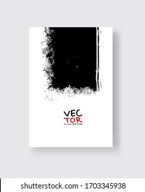 Trazo de pincel de tinta negra sobre fondo blanco. Estilo minimalista. Ilustración vectorial de las manchas de los elementos de granulado.Vector pinza la ilustración.
