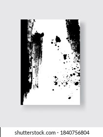 Black ink brush stroke on white background. Japanese style. Vector illustration of grunge stains