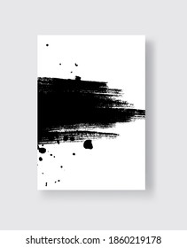 Black ink brush stroke on white background. Japanese style. Vector illustration of grunge stains
