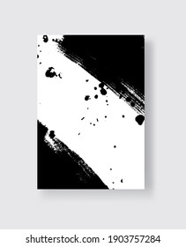 Pincel de tinta negra sobre fondo blanco. Estilo japonés. Ilustración vectorial de manchas de grano