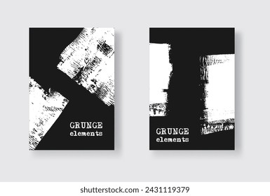 Trazo de pincel de tinta negra sobre fondo blanco. Estilo japonés. Ilustración vectorial de manchas de grunge