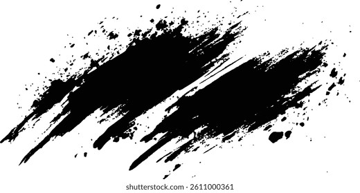Black ink brush stroke on white background. Abstract grunge background. Black paint isolated on white background.	