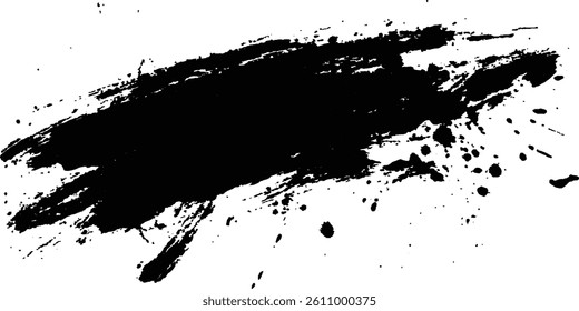 Black ink brush stroke on white background. Abstract grunge background. Black paint isolated on white background.	