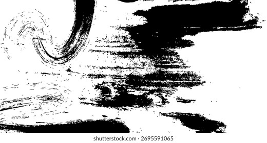 Traçado de pincel de tinta preta em plano de fundo branco. Resumo grunge fundo. 