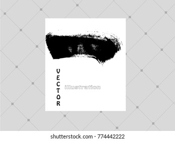 Black ink brush stroke on white background. Japanese style. Vector illustration of grunge circle stains