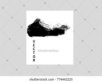 Black ink brush stroke on white background. Japanese style. Vector illustration of grunge circle stains