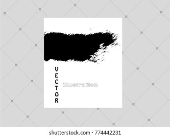 Black ink brush stroke on white background. Japanese style. Vector illustration of grunge circle stains