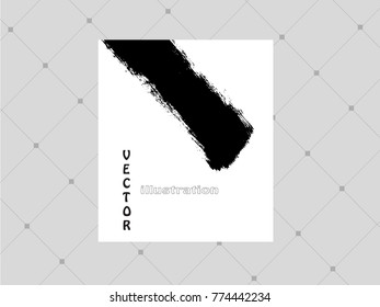Black ink brush stroke on white background. Japanese style. Vector illustration of grunge circle stains