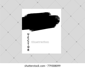 Black ink brush stroke on white background. Japanese style. Vector illustration of grunge circle stains