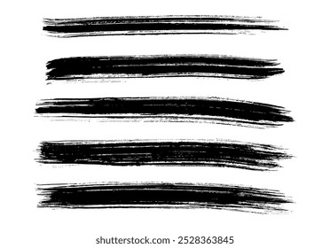 Conjunto de pinceladas de tinta negra. Colección de pinceladas negras, aisladas