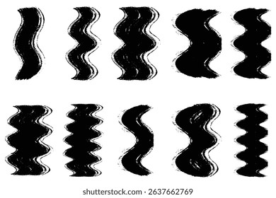 black ink brush stroke set. grunge paint texture collection  .Grunge Brush Stroke Elements, Distressed Ink and Paint Textures for Graphic Design.