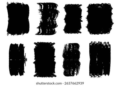 black ink brush stroke set. grunge paint texture collection  .Grunge Brush Stroke Elements, Distressed Ink and Paint Textures for Graphic Design.