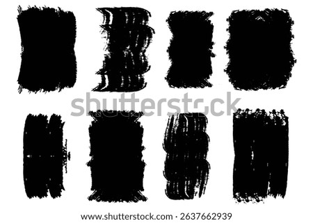 black ink brush stroke set. grunge paint texture collection  .Grunge Brush Stroke Elements, Distressed Ink and Paint Textures for Graphic Design.