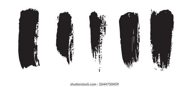 Black Ink Brush Stroke Texture Grunge Abstract Background Design Elements.