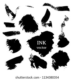 Black ink brush stroke. Vector texture isoleted on white