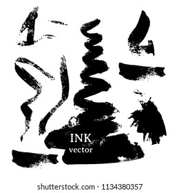 Black ink brush stroke. Vector texture isoleted on white