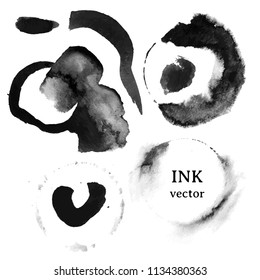 Black ink brush stroke. Vector texture background with ink stains. ink splattered. abstract background isoleted on white