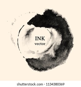 Black ink brush stroke. Vector texture background with ink stains. ink splattered. abstract background 