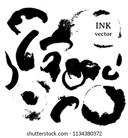 Black ink brush stroke. Vector texture  isoleted on white'''''''''