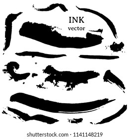 Black ink brush stroke. Vector texture isoleted on white