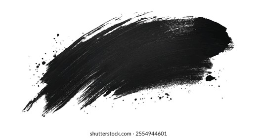 Black ink brush stroke. Vector brush stroke texture on isolated background.