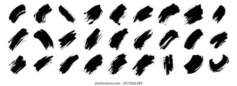 Black Ink Brush Stroke Vector Set for Creative Design Project