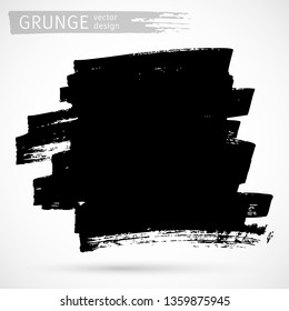 Black ink brush strokes background. Freehand drawing. Grunge abstract design element isolated on white background. Text frame template. Vector illustration EPS 10.