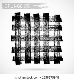 Black ink brush strokes background. Freehand drawing. Grunge abstract design element isolated on white background. Text frame template. Vector illustration EPS 10.