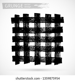 Black ink brush strokes background. Freehand drawing. Grunge abstract design element isolated on white background. Text frame template. Vector illustration EPS 10.