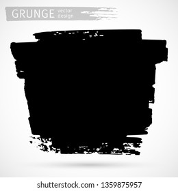 Black ink brush strokes background. Freehand drawing. Grunge abstract design element isolated on white background. Text frame template. Vector illustration EPS 10.