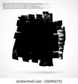 Black ink brush strokes background. Freehand drawing. Grunge abstract design element isolated on white background. Text frame template. Vector illustration EPS 10.