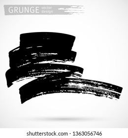 Black ink brush strokes background. Freehand drawing. Grunge abstract design element isolated on white background. Text frame template. Vector illustration EPS 10.