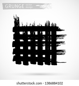 Black ink brush strokes background. Freehand drawing. Grunge abstract design element isolated on white background. Text frame template. Vector illustration EPS 10.